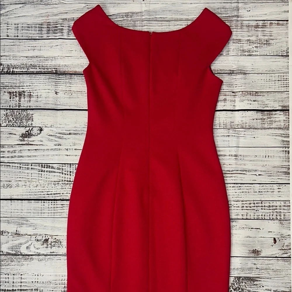 T Tahari‎ Red Cap Sleeve Sheath Midi Dress Cocktail Sz. 4